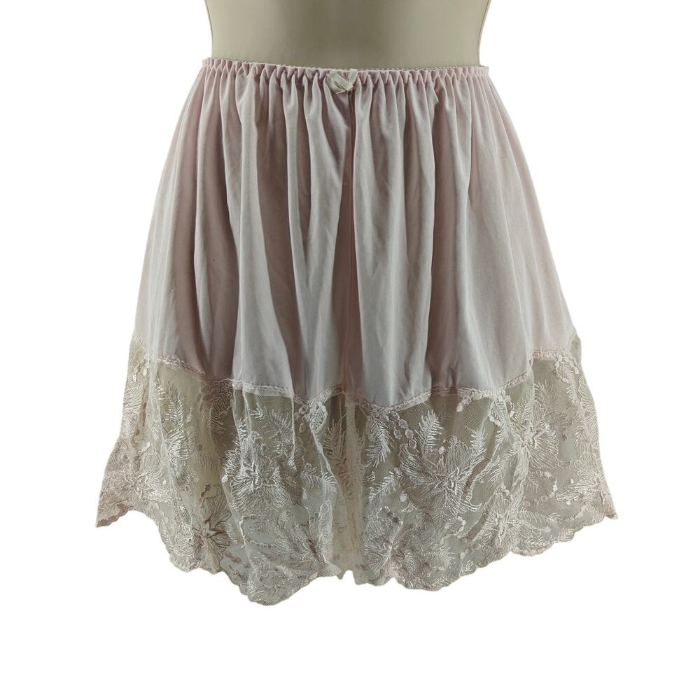 Vintage Satin Sleep Short Lace Trim Blush Pink Womens Small